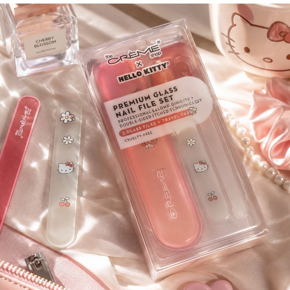 Hello Kitty x The Crème Shop Premium Glass Nail File Set Travel‎ Case